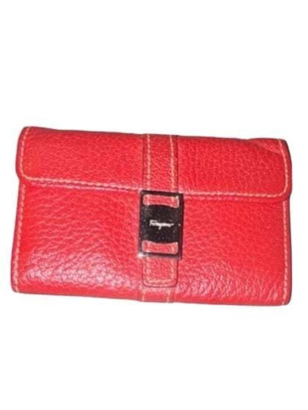 Salvatore Ferragamo Red Pebbled Leather 6-Key Case Holder Wallet